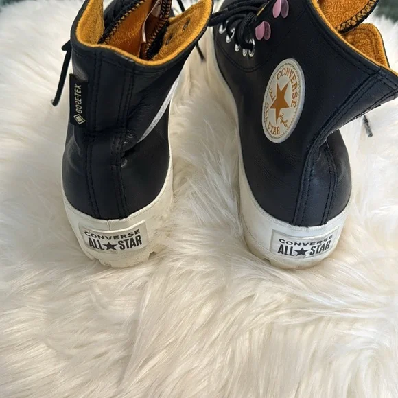 Black High-Top Sneakers with Orange Lining - Picture 3 of 4